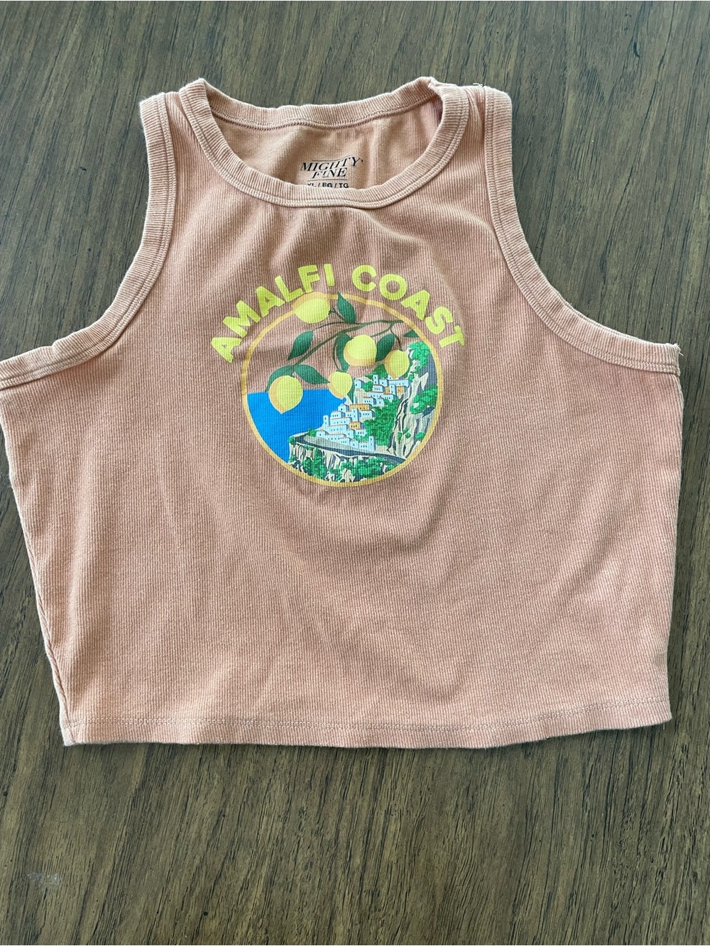 Mighty Fine Peach Amalfi Coast Graphic Crop Tank